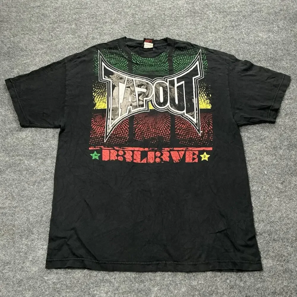 Vintage TAPOUT Y2K UFC MMA Grunge Rasta Streetwear Skate Fight Men’s XL